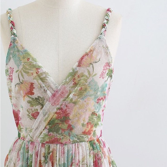 Chicwish “Spring Break” Wrap Pleated Mesh Dress - Picture 4 of 11